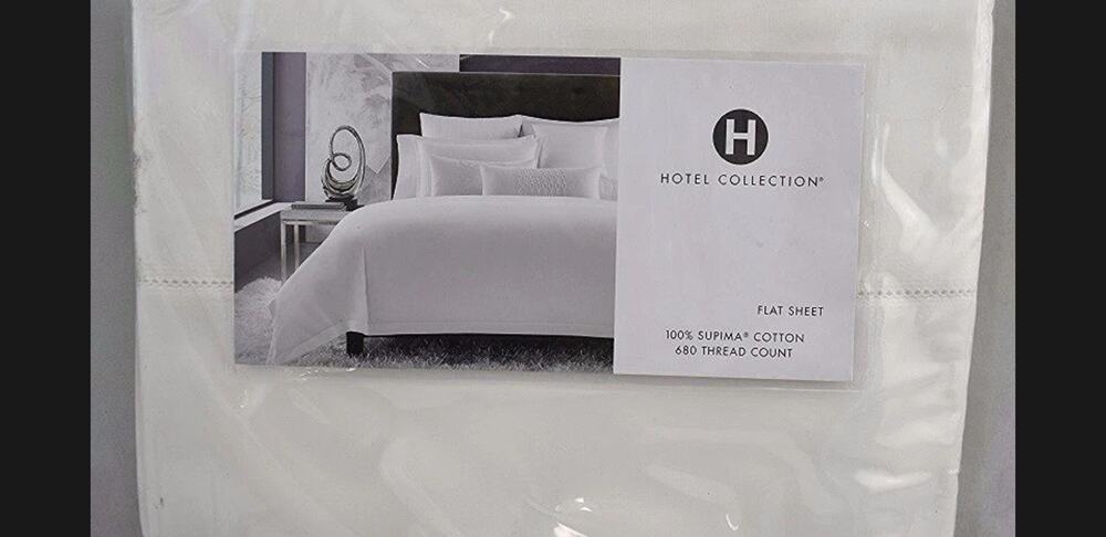 Hotel Collection 680 Thread Count Supima Cotton QUEEN Flat Sheet White